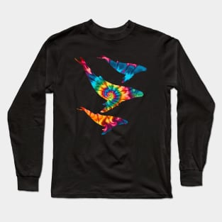 Humpback Whales rainbow Tie Dye Pattern Long Sleeve T-Shirt